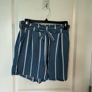 Blue Striped Women's Shorts
